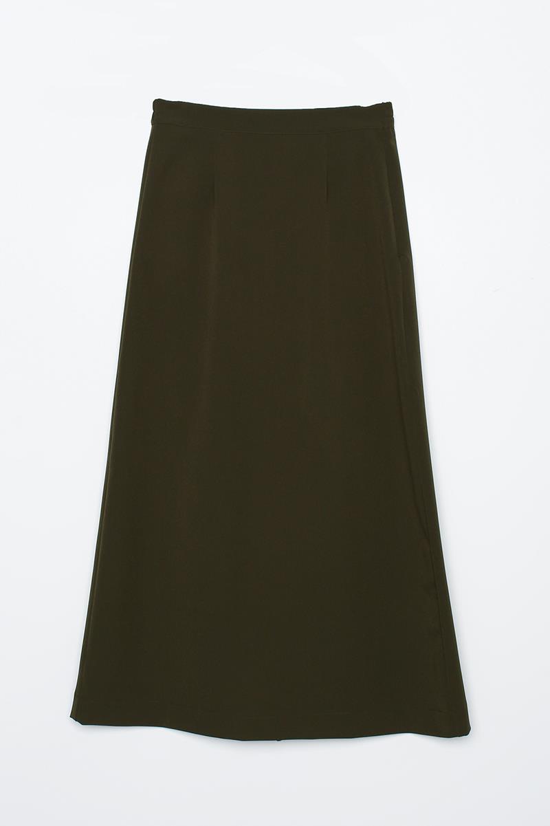 Elastischer Bleistiftrock in Khaki mit Taille