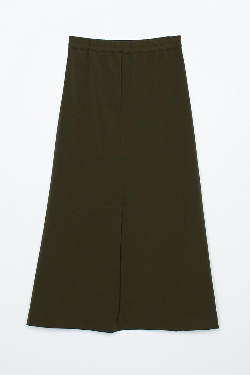 Elastischer Bleistiftrock in Khaki mit Taille