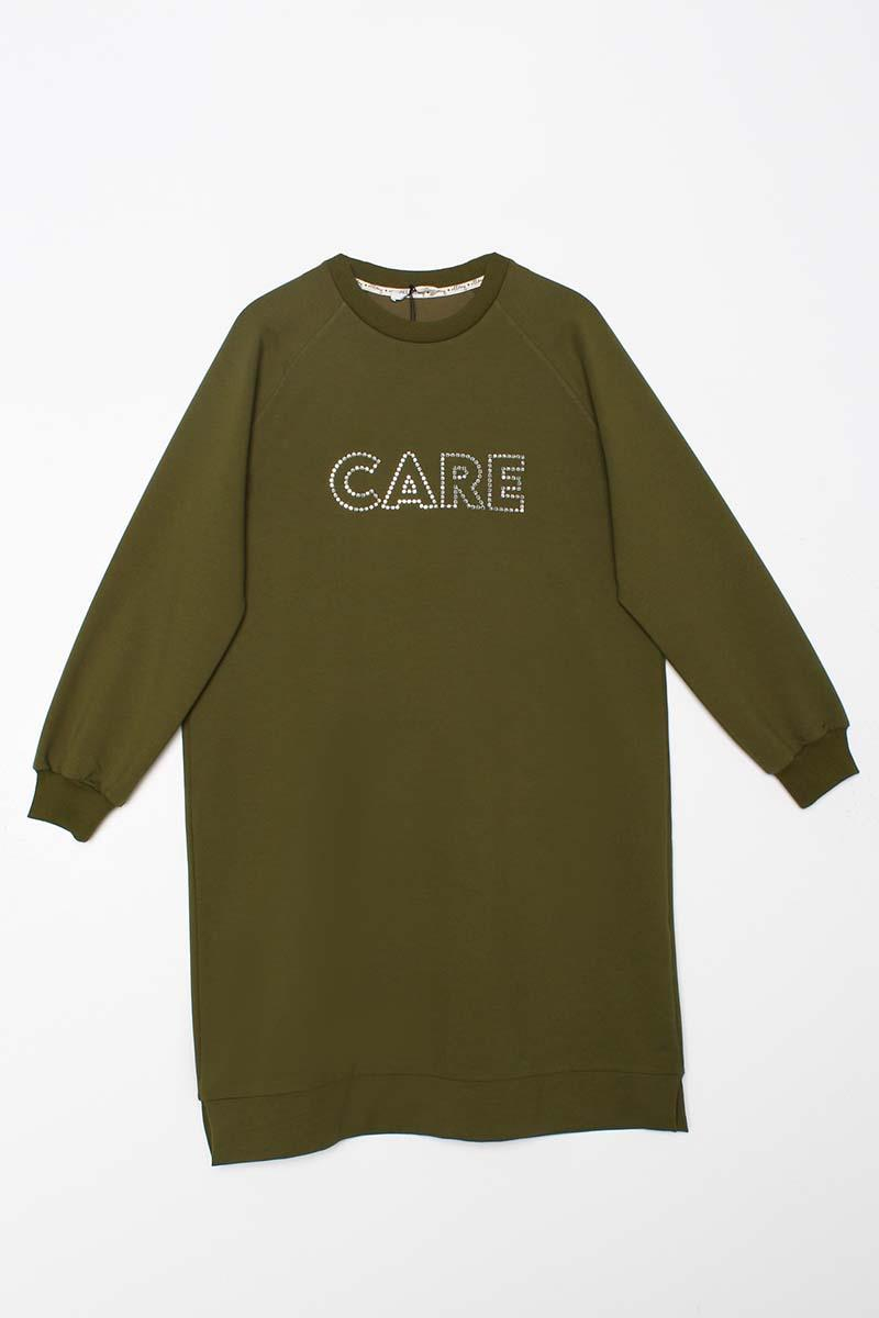 Haki-Care Nakışlı Örme Sweat Tunik