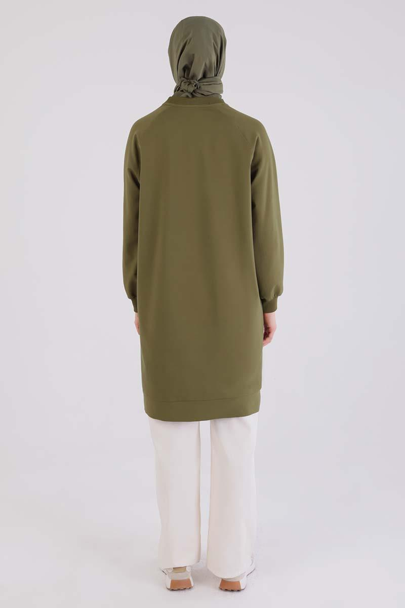 Haki-Care Nakışlı Örme Sweat Tunik