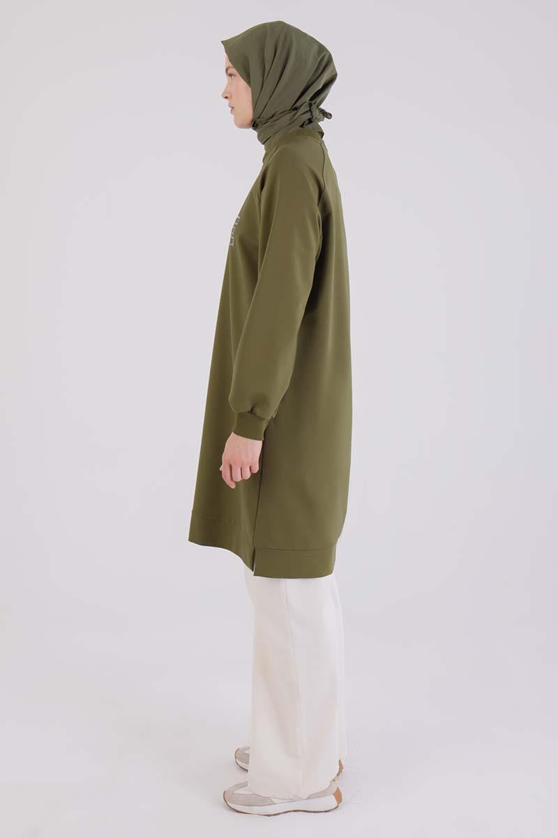 Haki-Care Nakışlı Örme Sweat Tunik