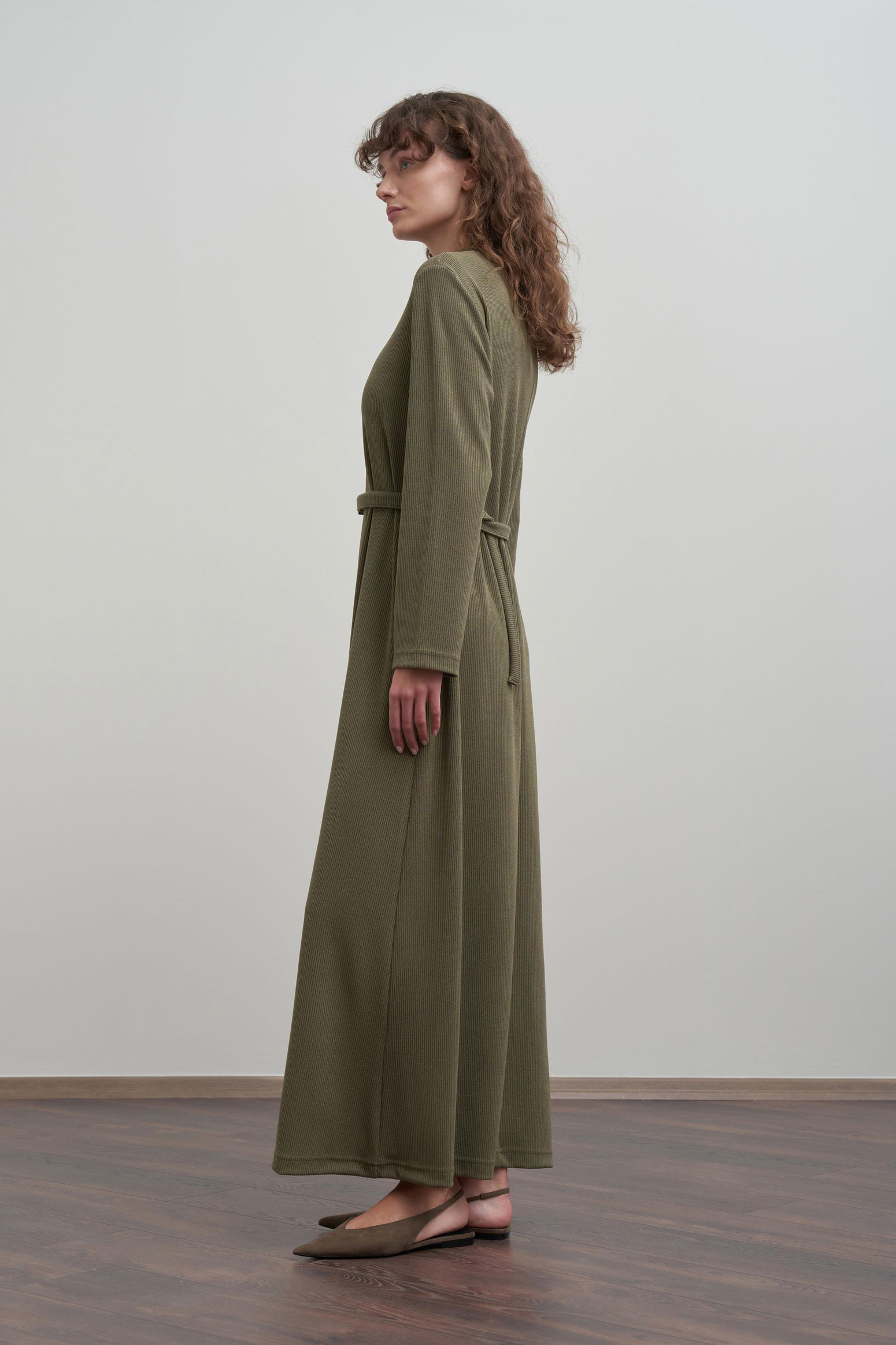 Khaki-Belt Buckle Dress