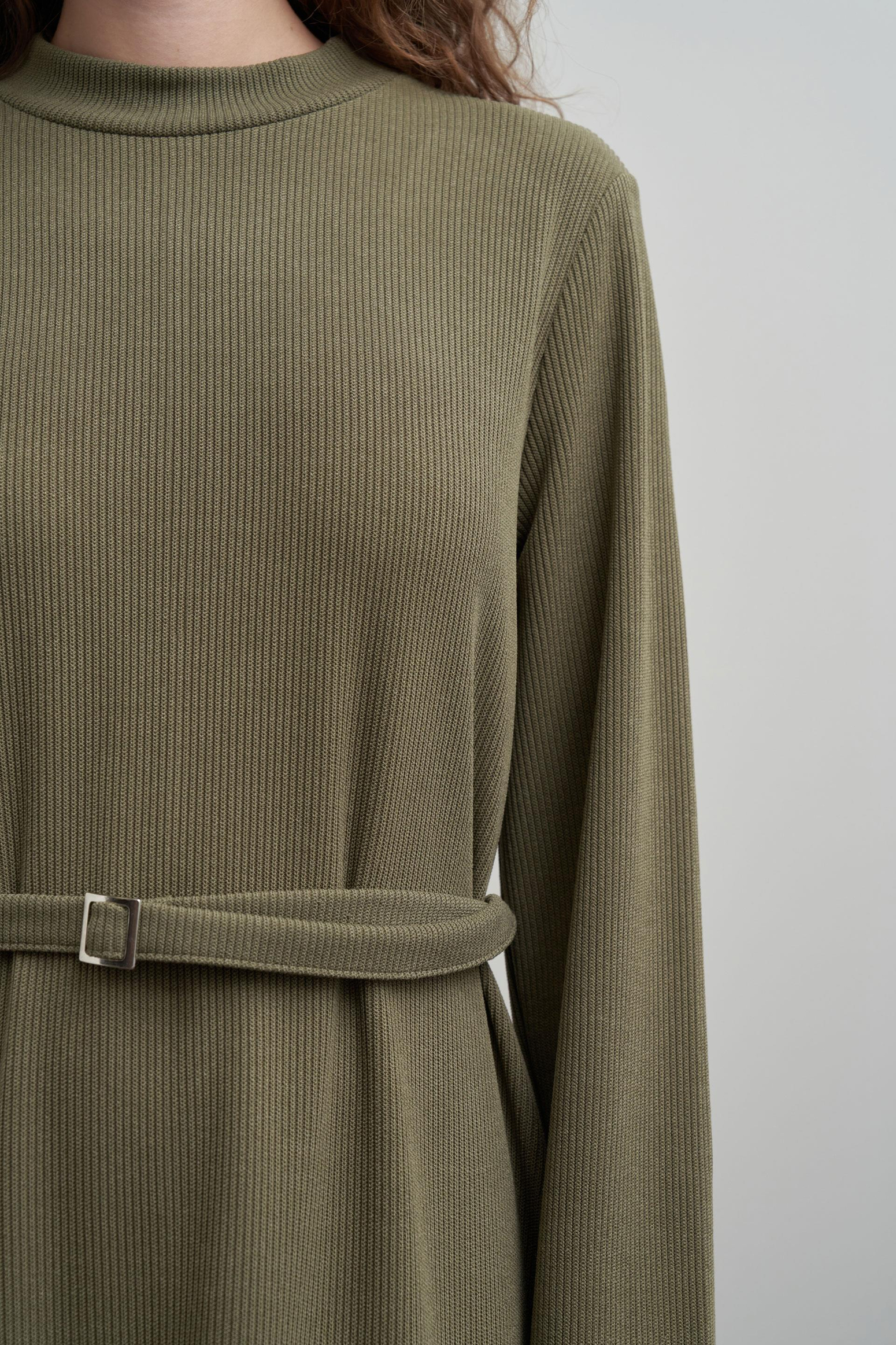 Khaki-Belt Buckle Dress