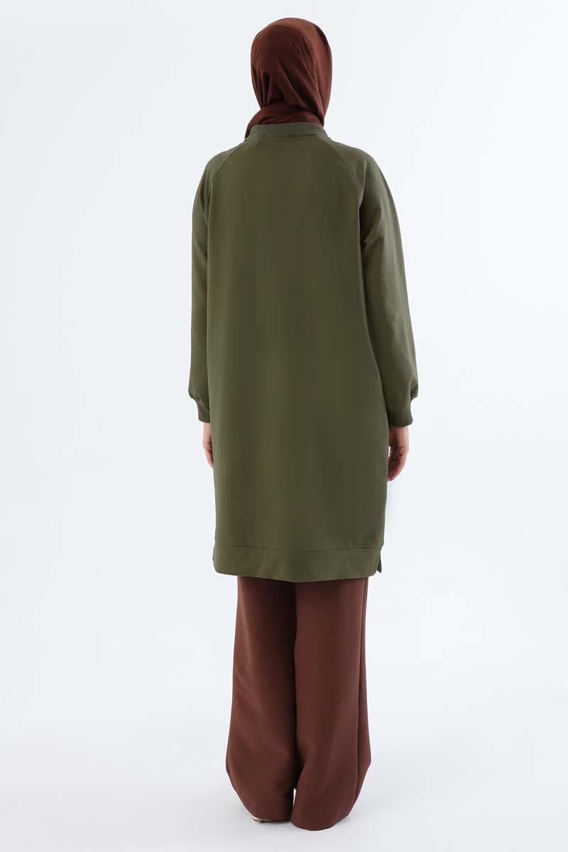 Haki-Mode Nakışlı Reglan Kol Tunik