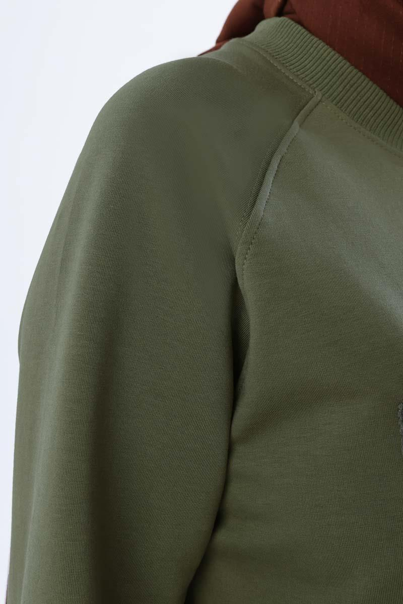 Haki-Mode Nakışlı Reglan Kol Tunik