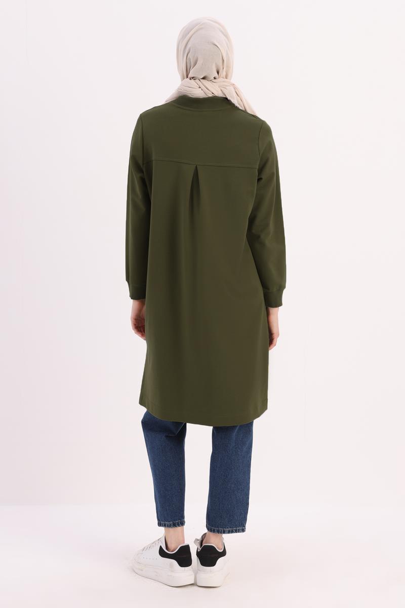 Haki-NAKIŞLI PİLİKAŞELİ SWEAT TUNİK