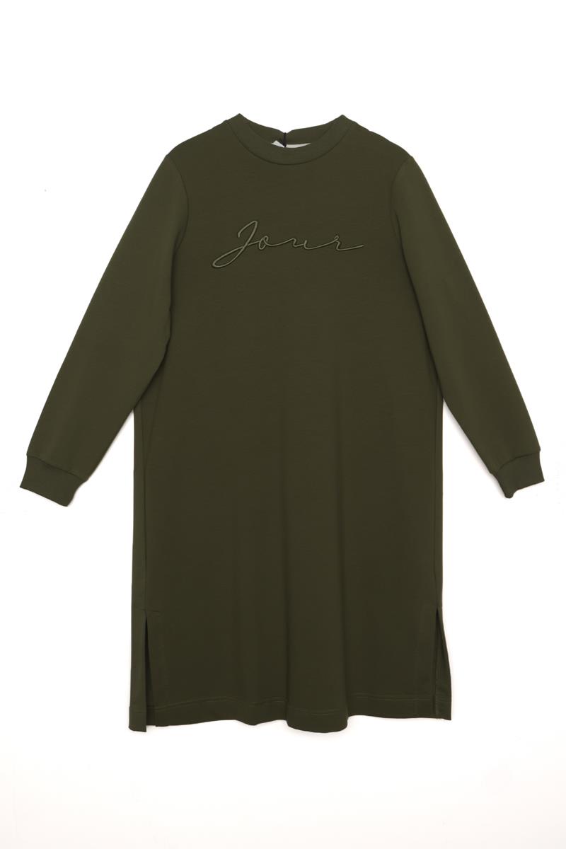 Haki-NAKIŞLI PİLİKAŞELİ SWEAT TUNİK