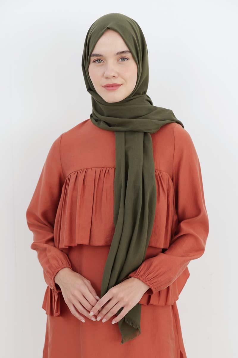 Haki-Naturel Pamuk Şal