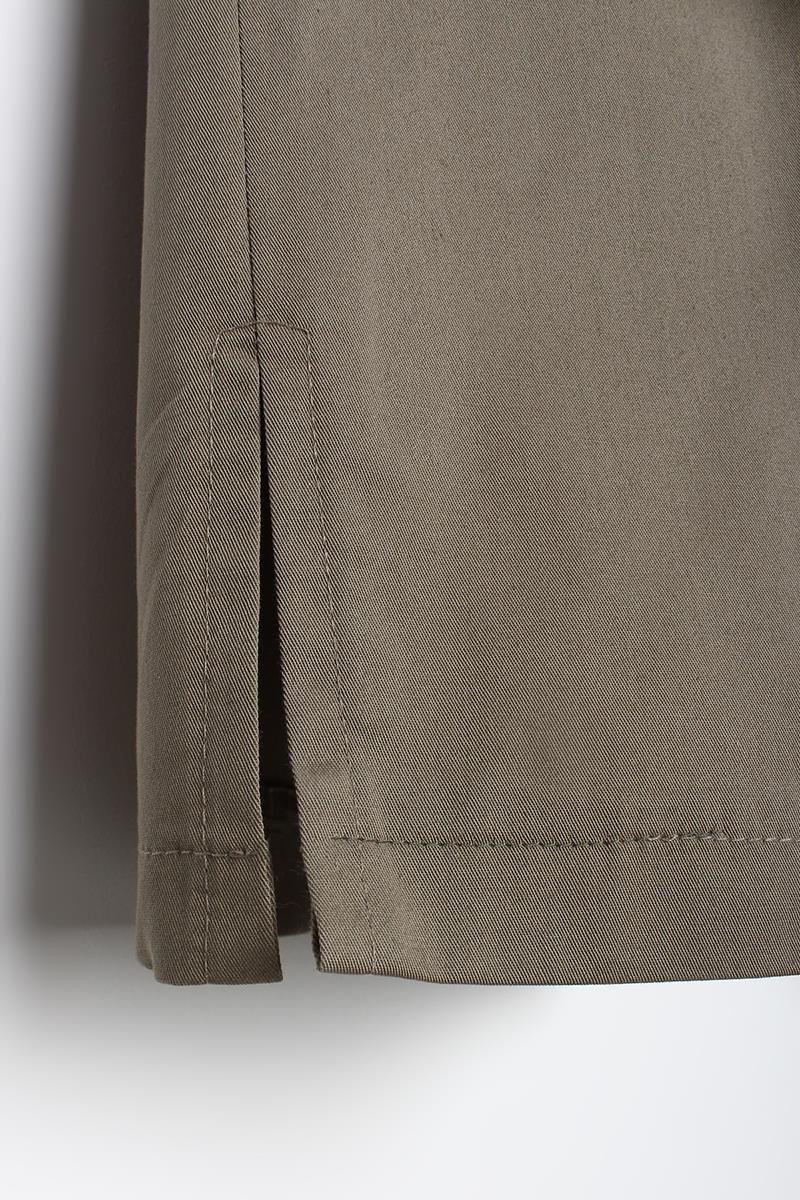 Khaki-Cotton Lycra Wide Leg Trousers with Slits on the Legs with Iron Traces