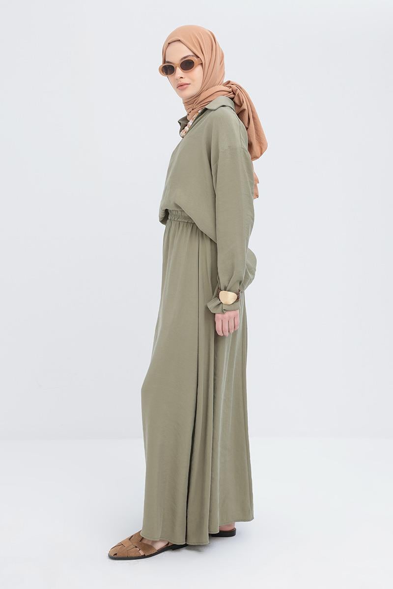 Olive-Shirt And Skirt Set