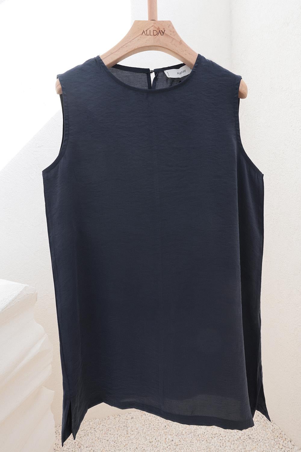 Indigo-Basic Zero Sleeve Underwear Tunic