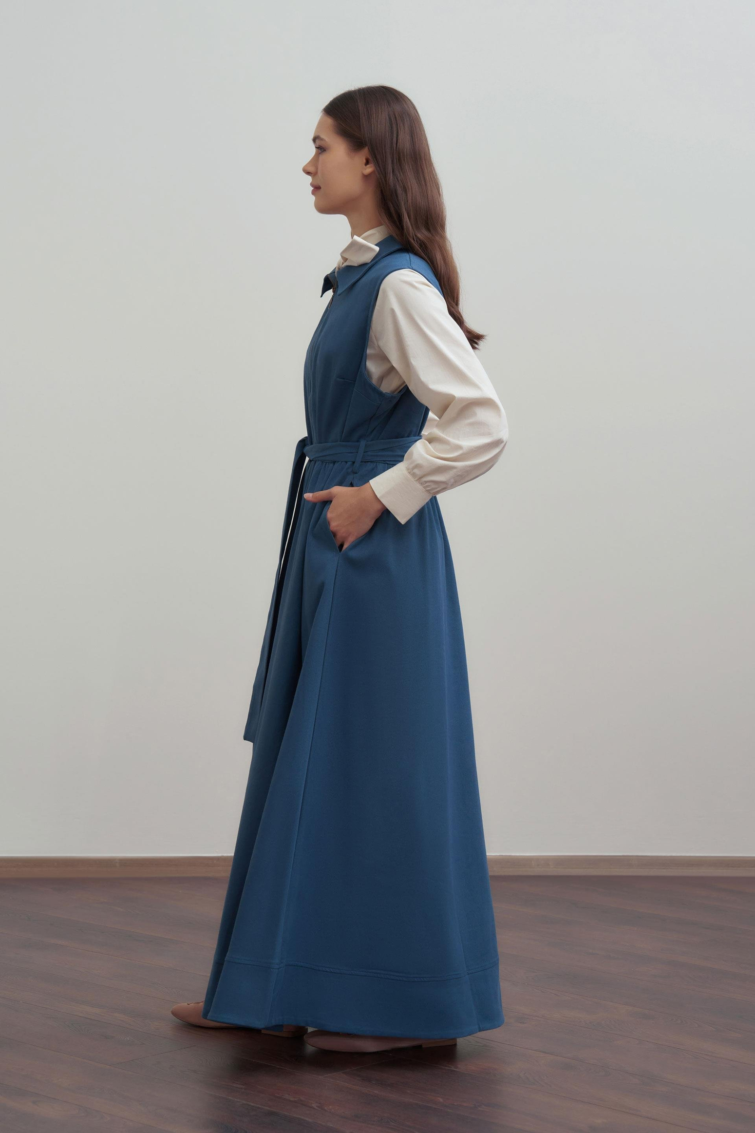 İndigo-Belden Baglamalı Gabardin Jile