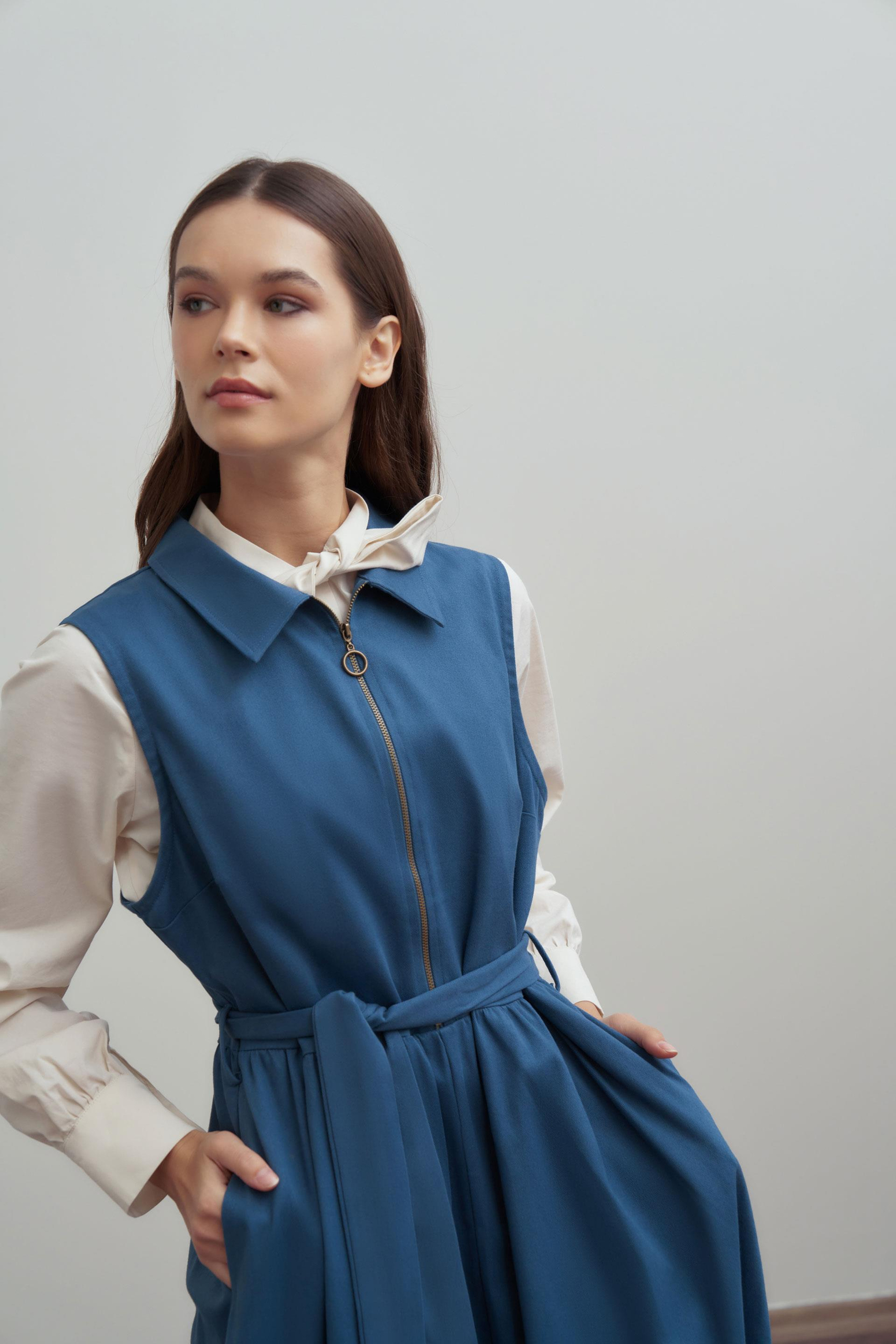 İndigo-Belden Baglamalı Gabardin Jile