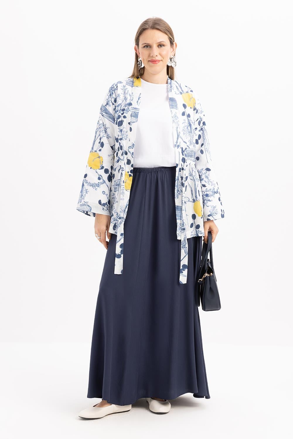 İndigo-Lastikli Basic Etek