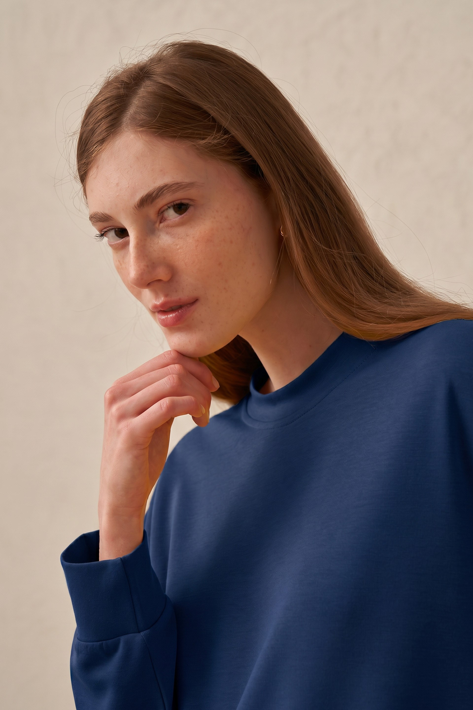 Indigo-Sweatshirt À Texture Douce