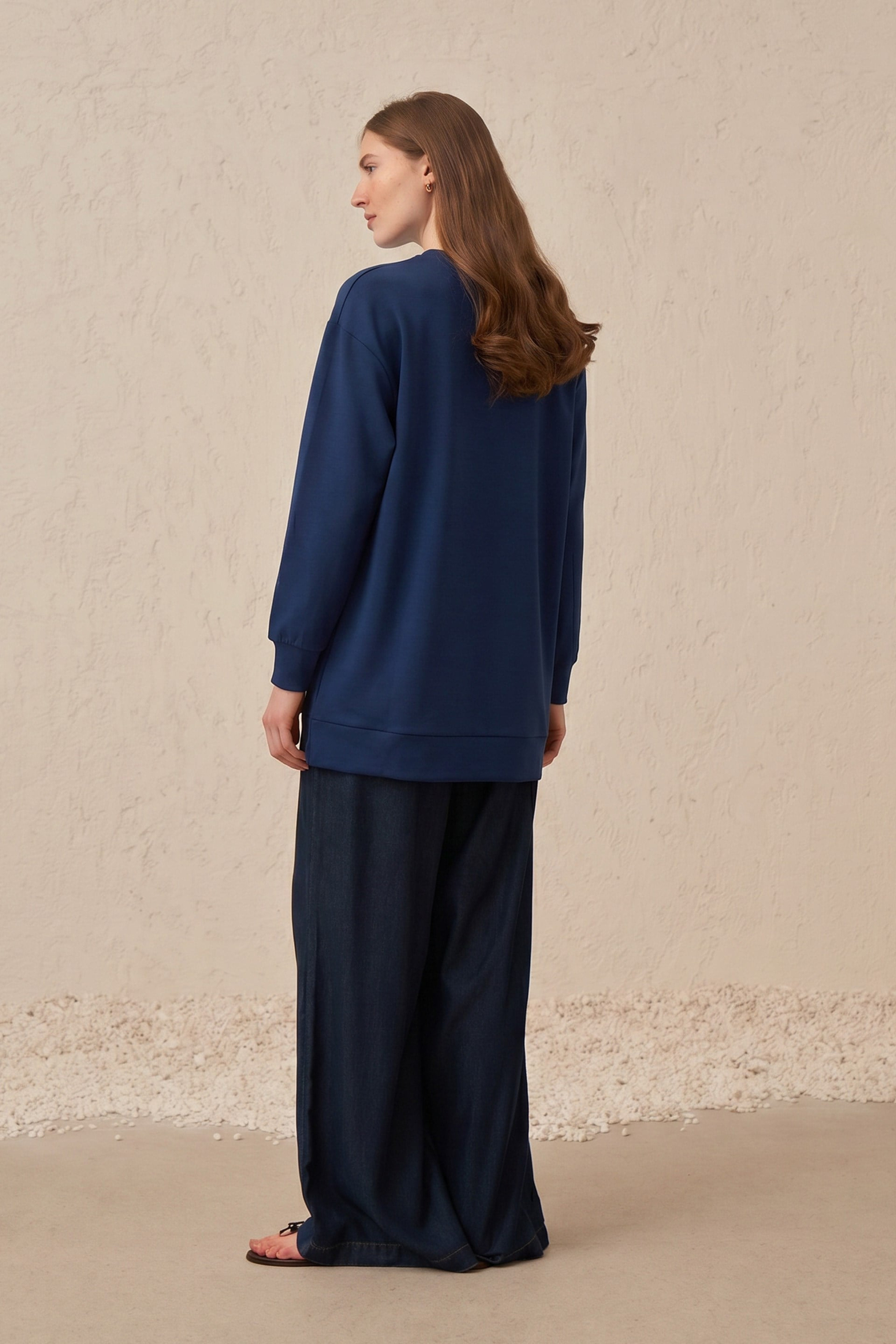 Indigo-Sweatshirt À Texture Douce