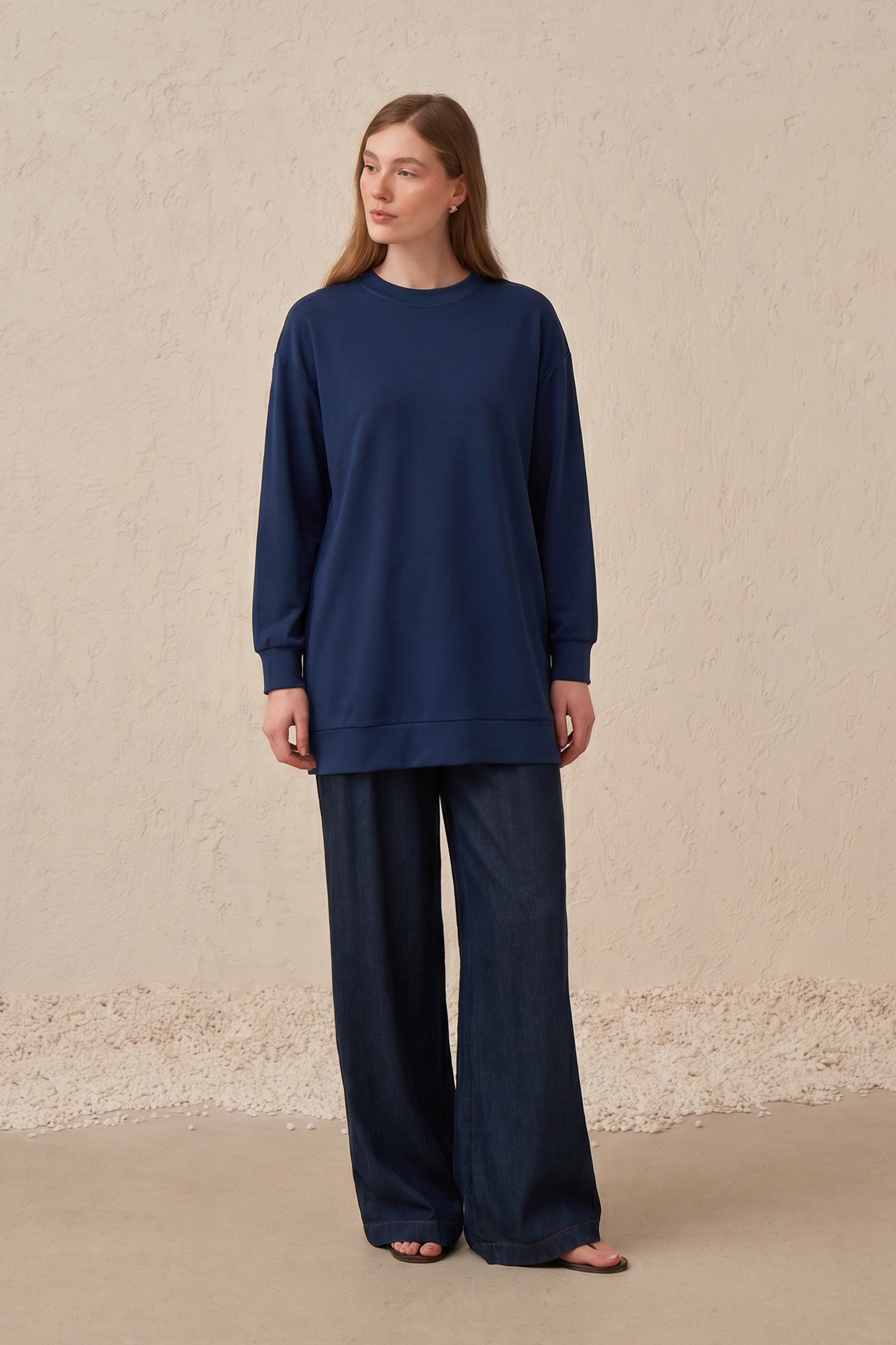 Indigo-Sweatshirt À Texture Douce