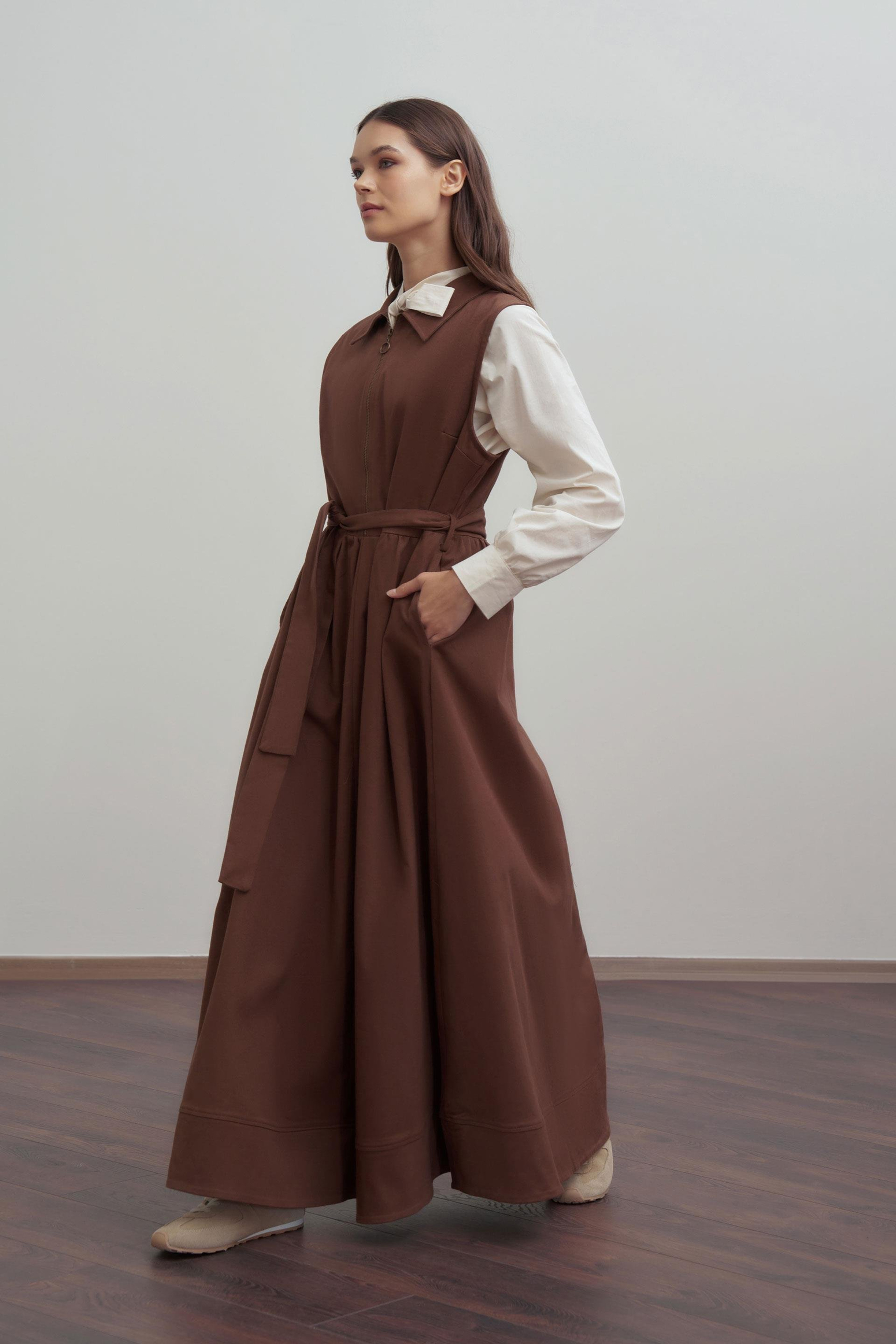 Kahve-Belden Baglamalı Gabardin Jile