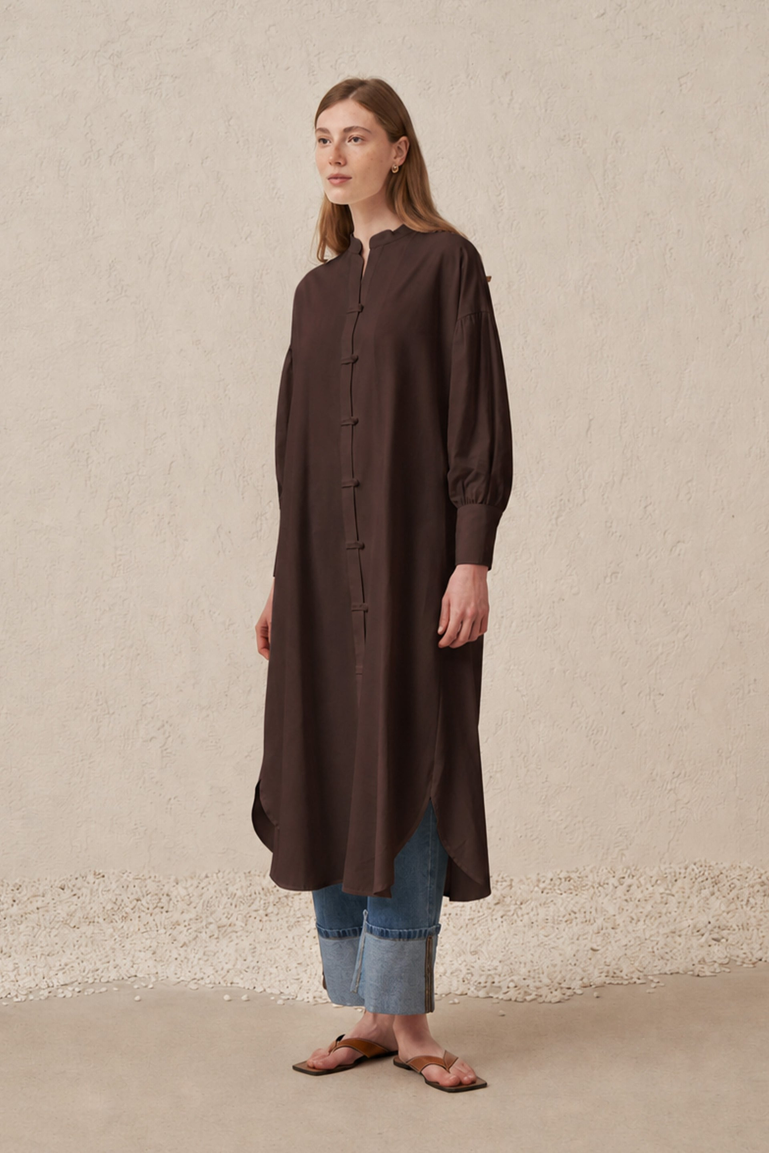 Kahve-Brit Detay Uzun Tunik