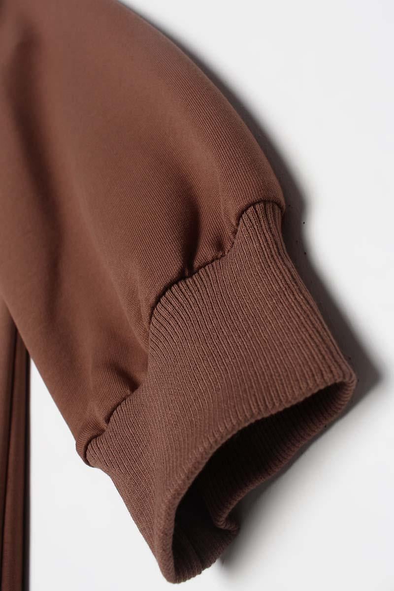 Kahve-Care Nakışlı Örme Sweat Tunik