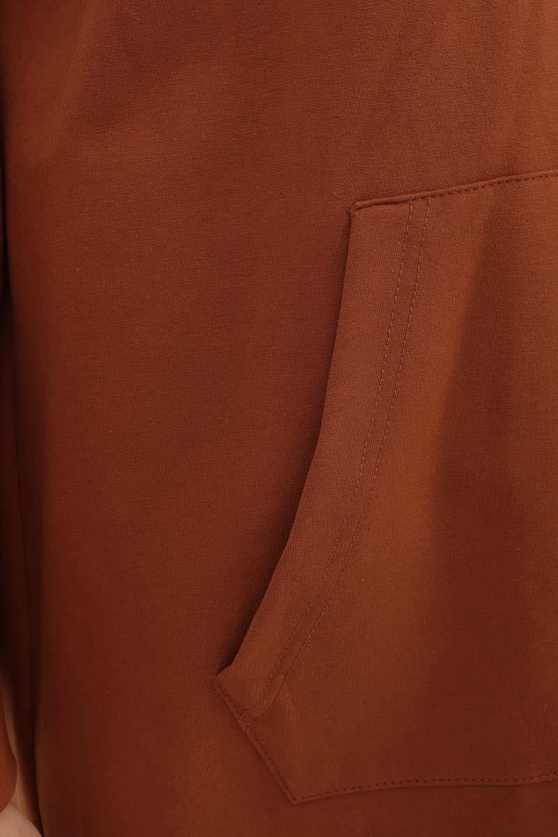 Kahve-Fermuarlı Sweat Hırka