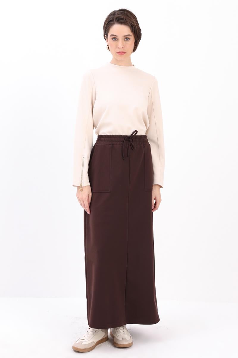 Kahve-İki Cepli Etek