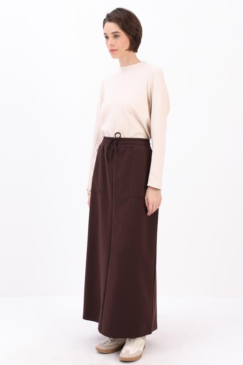 Kahve-İki Cepli Etek