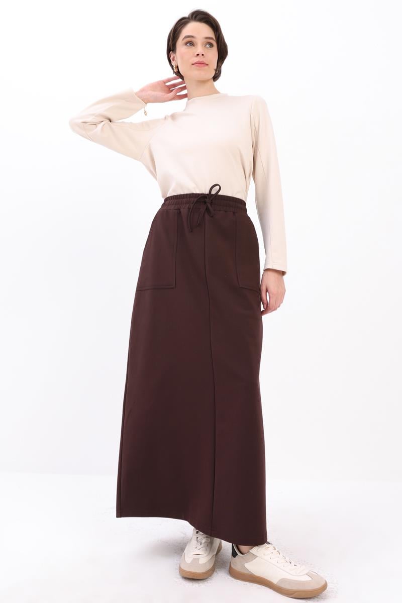 Kahve-İki Cepli Etek