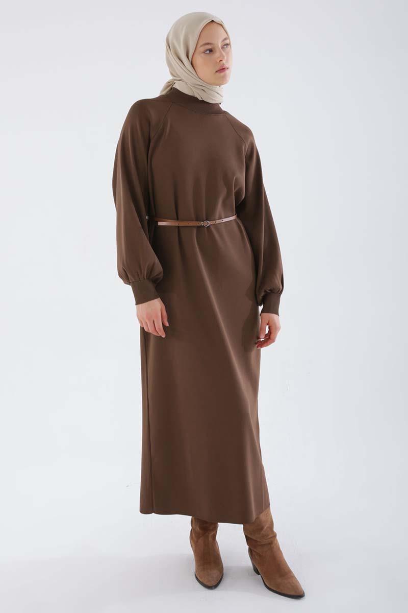 Brown-Belt Fine Knitwear Dress