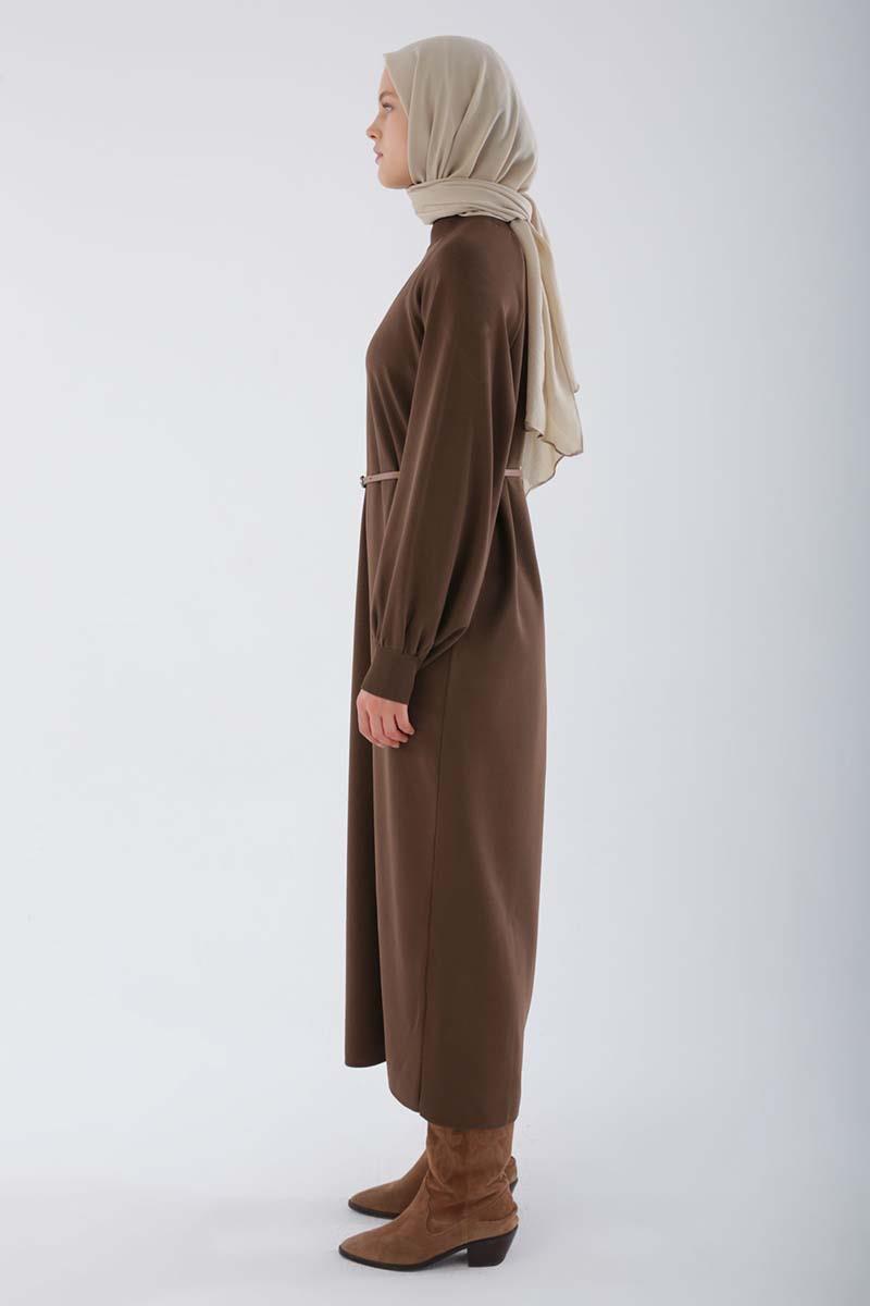 Brown-Belt Fine Knitwear Dress