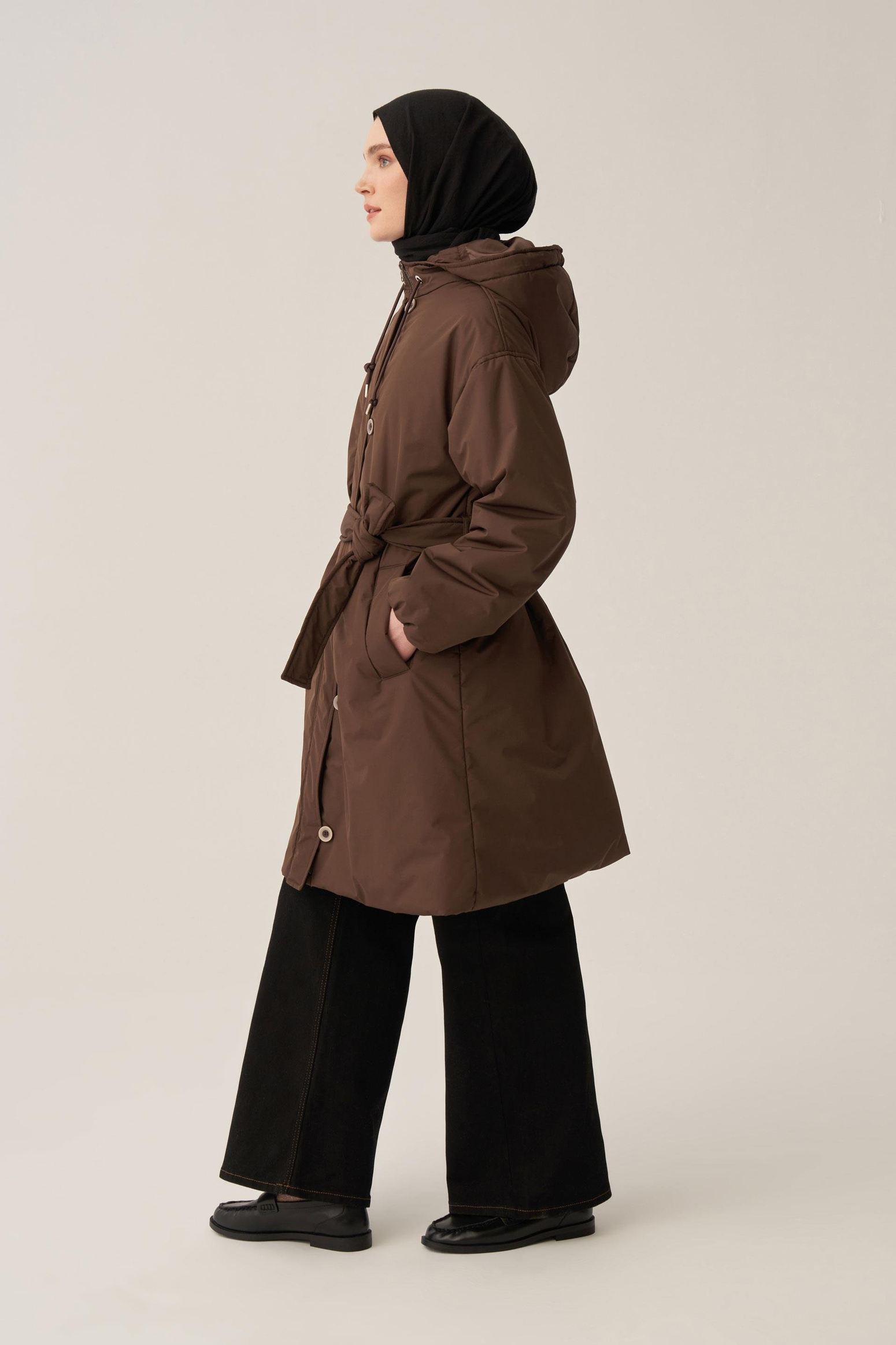 Kahve-Kemerli Relax Şişme Mont