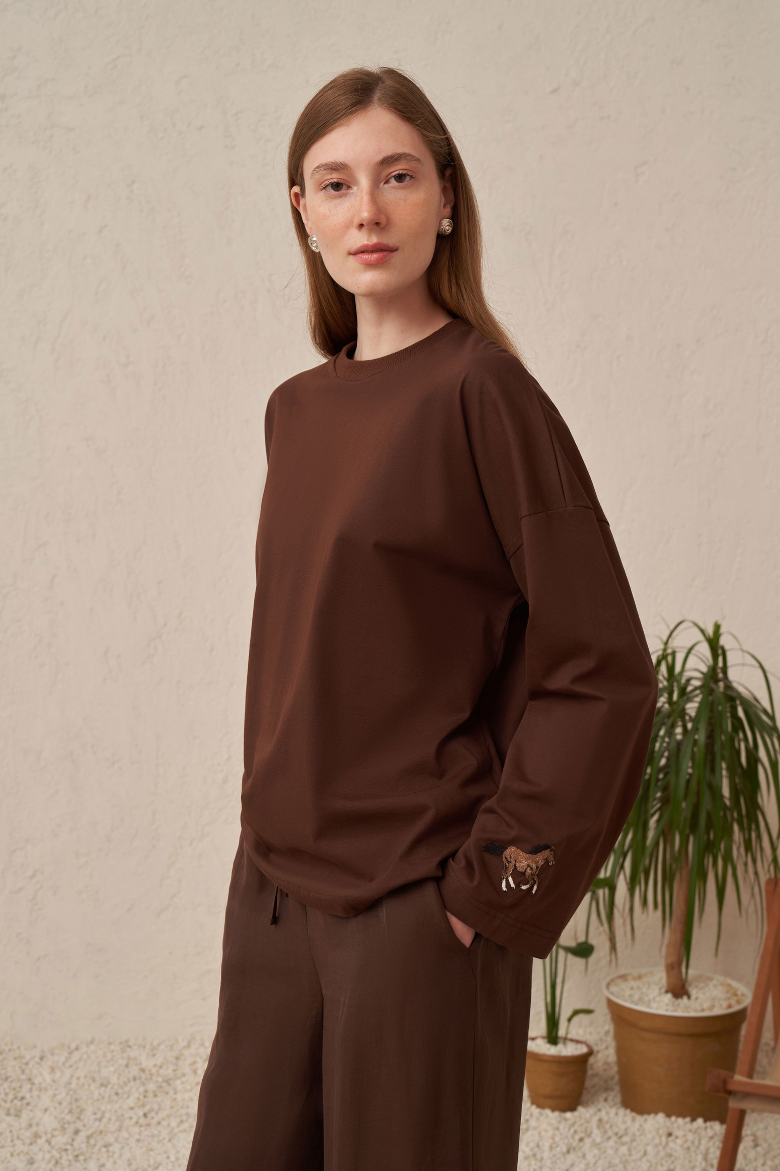 Kahve-Oversize Sweatshirt