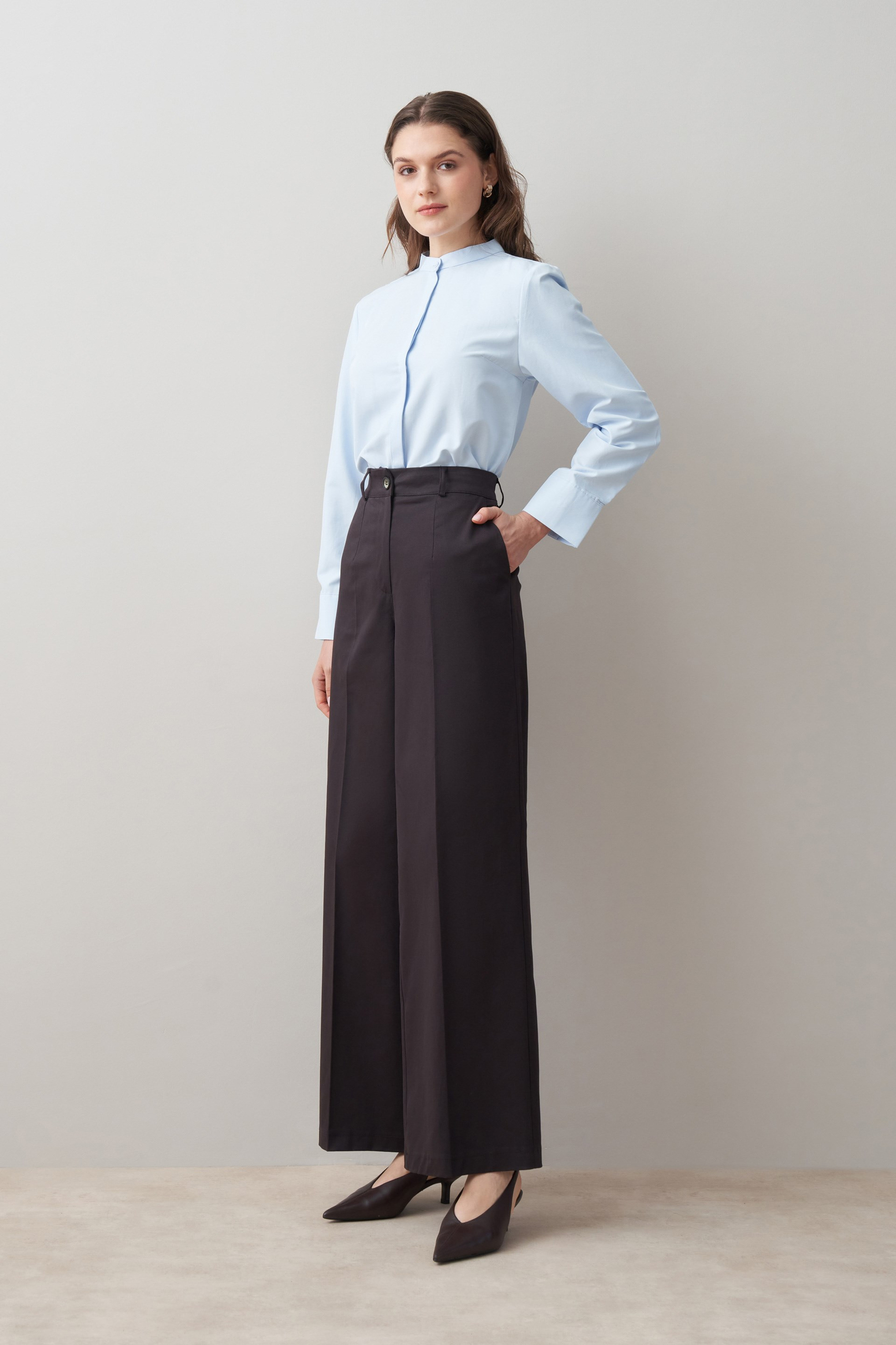 Kahve-Ütü İzli Gabardin Pantolon