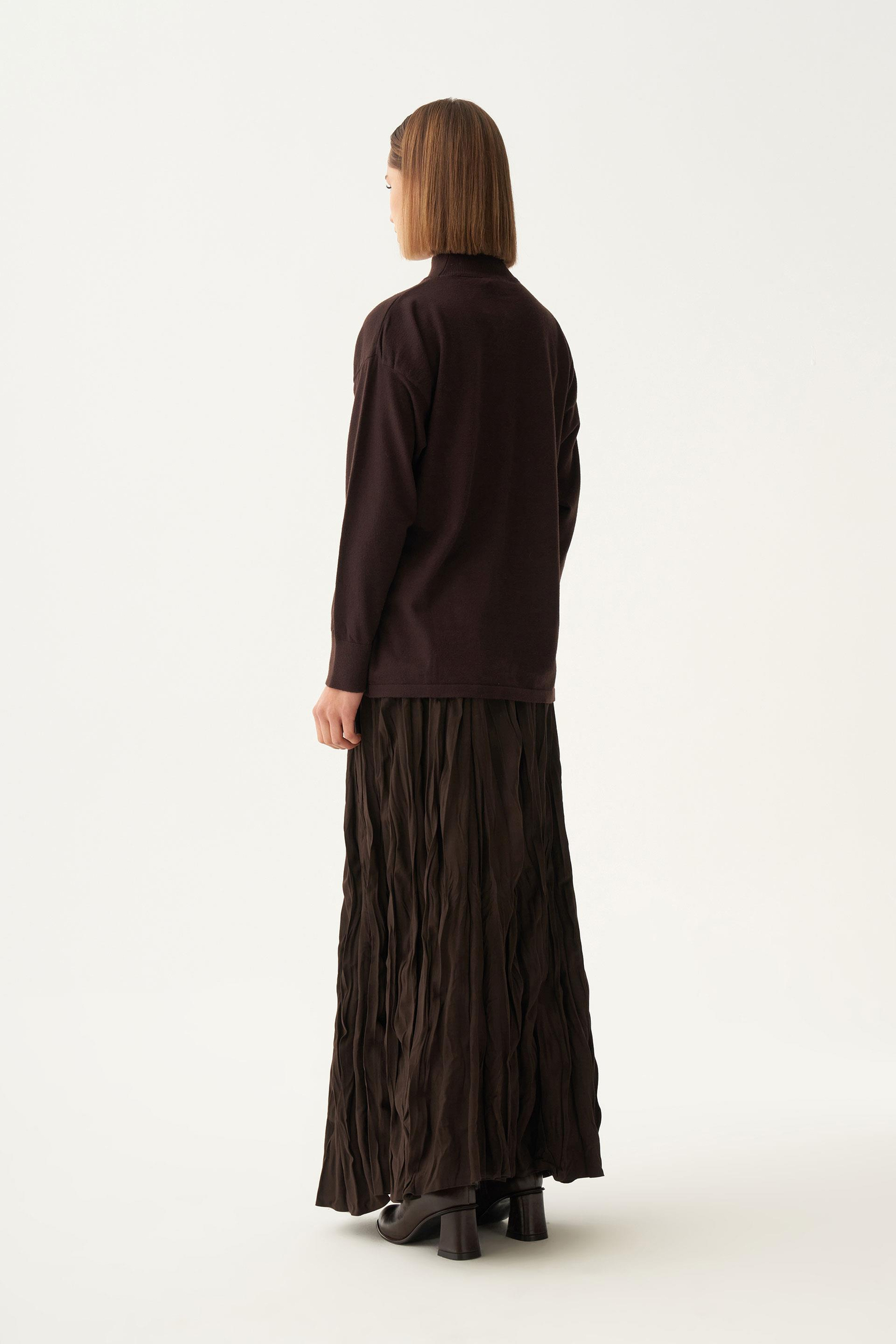 Kahve-Yarım Balıkçı Kolsuz Kazak