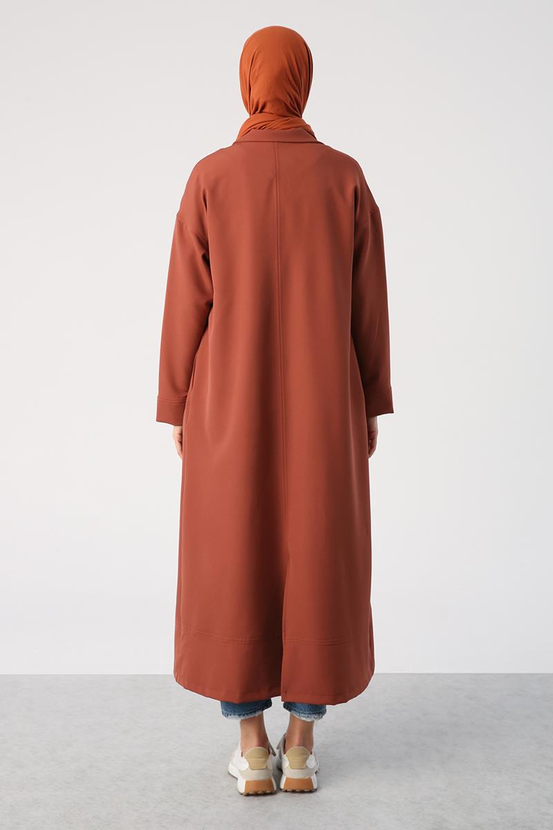 Tile-Coat Collar Long Cardigan with Pockets