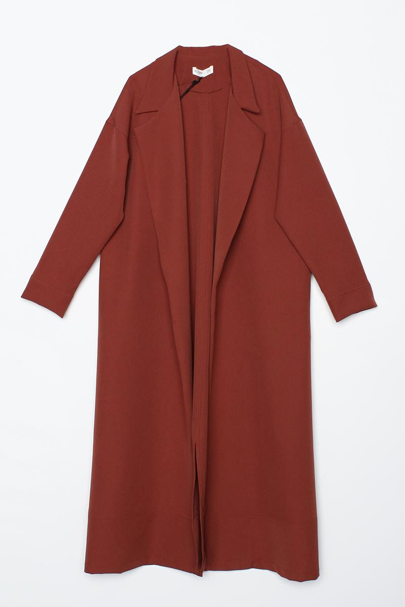 Tile-Coat Collar Long Cardigan with Pockets