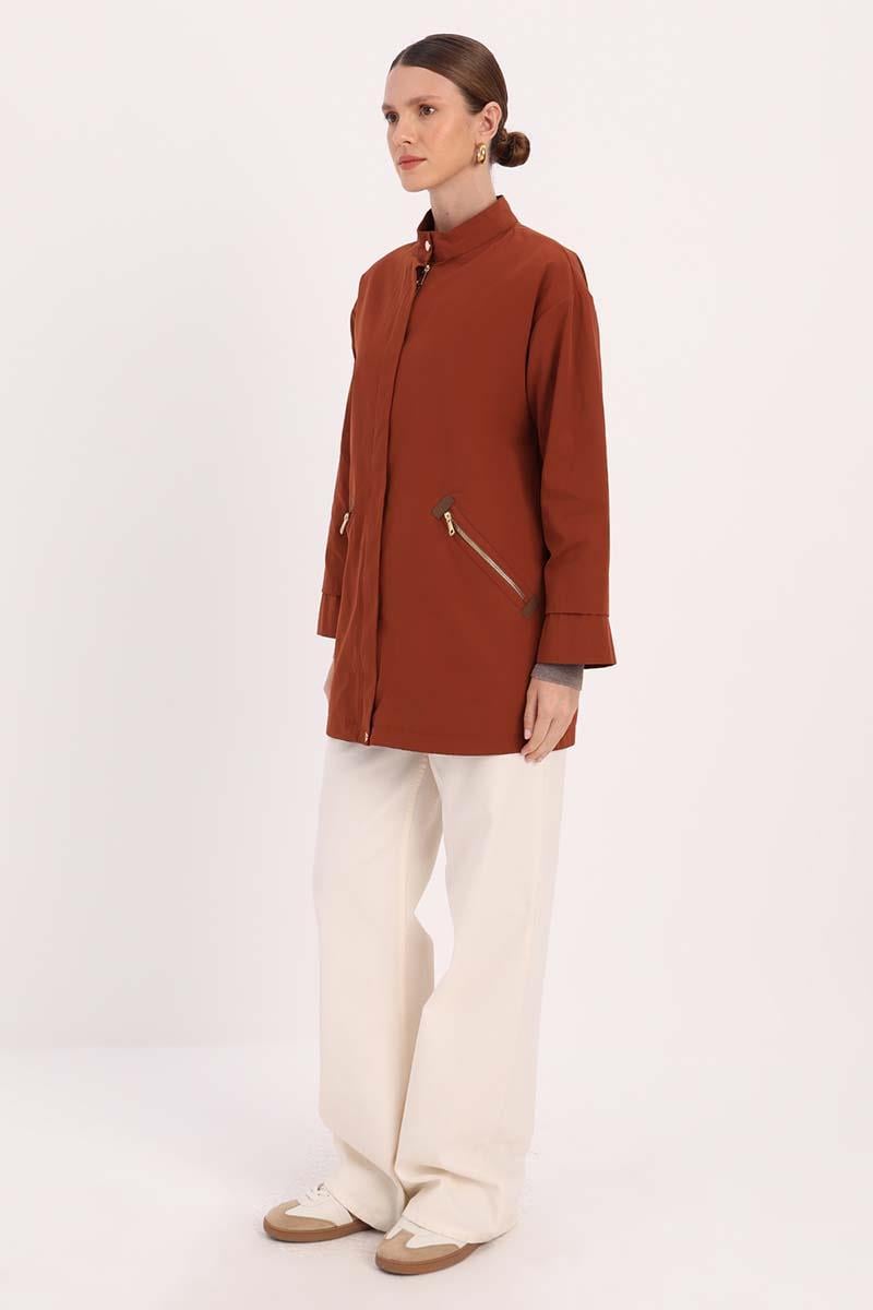 Tile-Pocket Zipped TRENCH COAT