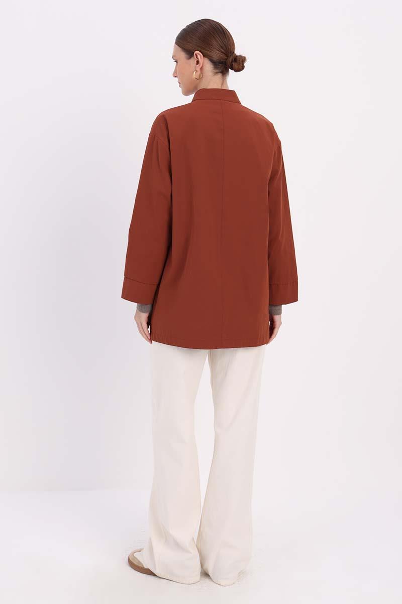 Tile-Pocket Zipped TRENCH COAT