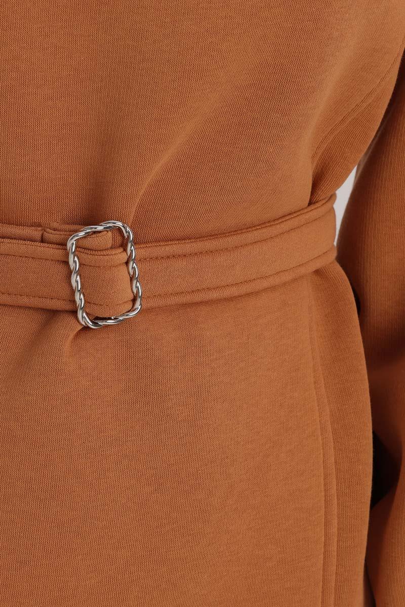 Brick-Cotton Belted Sweat Tunic