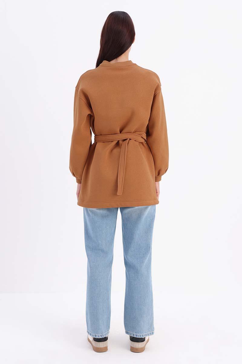 Brick-Cotton Belted Sweat Tunic