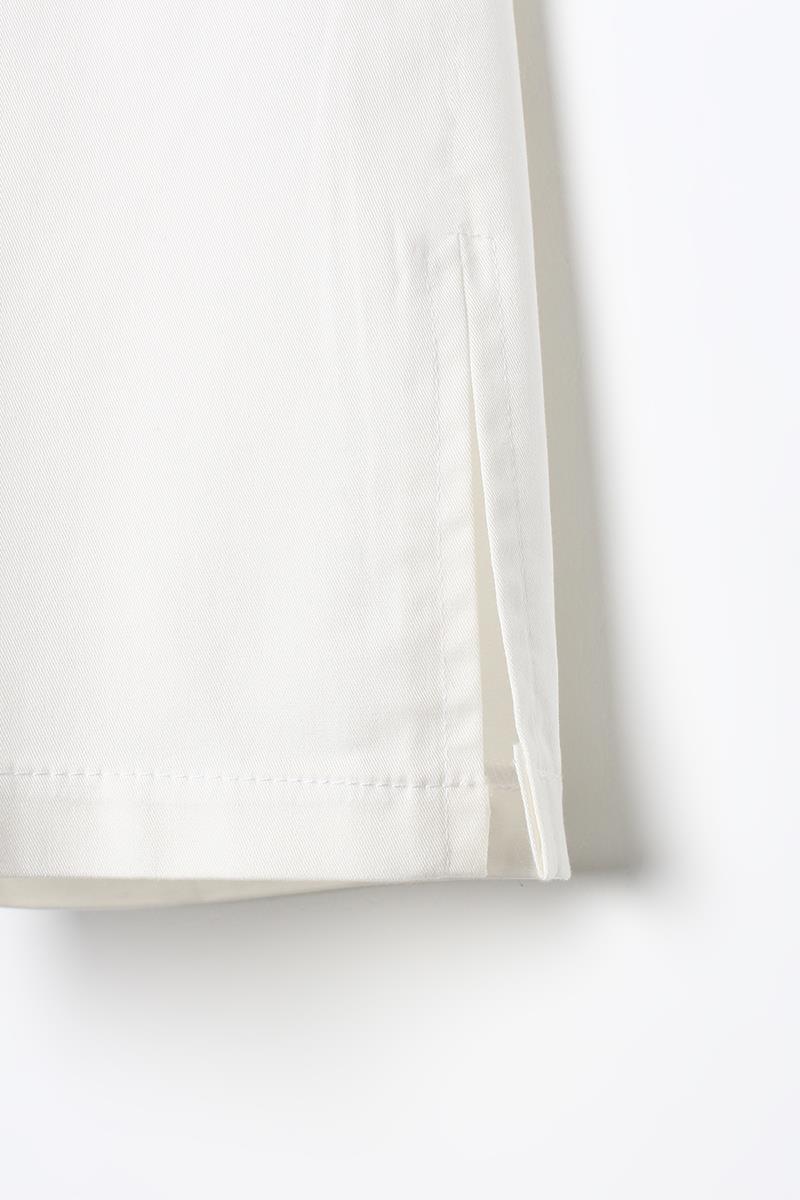 Kırık Beyaz-Pamuklu Ütü İzli Paçası Yırtmaçlı Likralı Bol Paça Pantolon