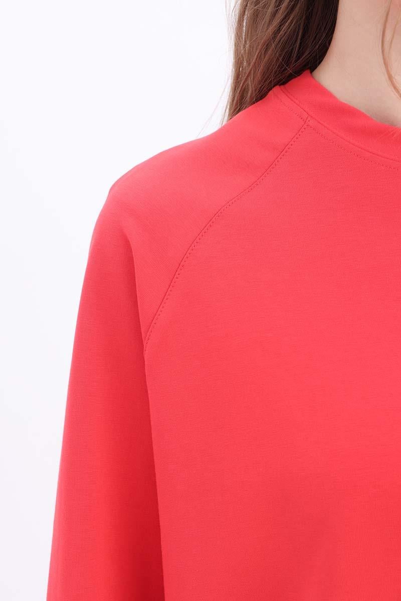 Kırmızı-Bisiklet Yaka Reglan Kol Sweatshirt