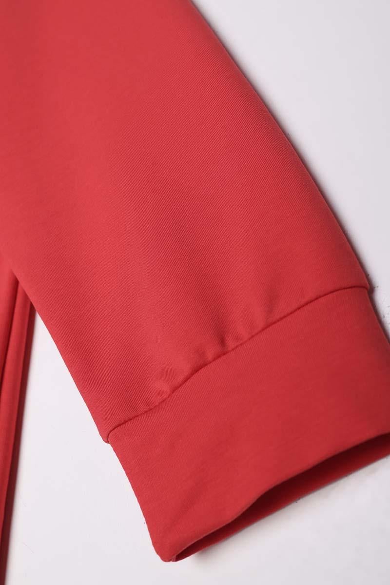 Kırmızı-Bisiklet Yaka Reglan Kol Sweatshirt