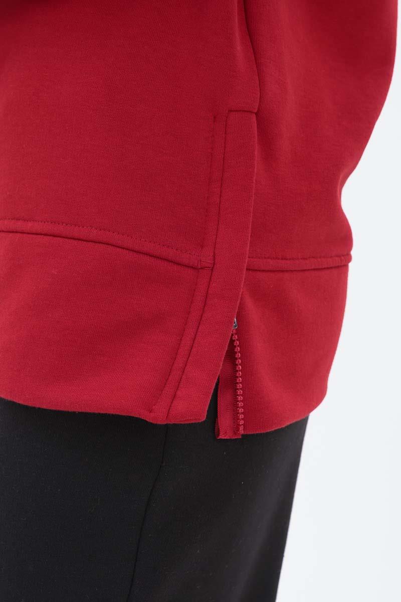 Kırmızı-YANLARI FERMUARLI YAKALI SWEAT TUNİK