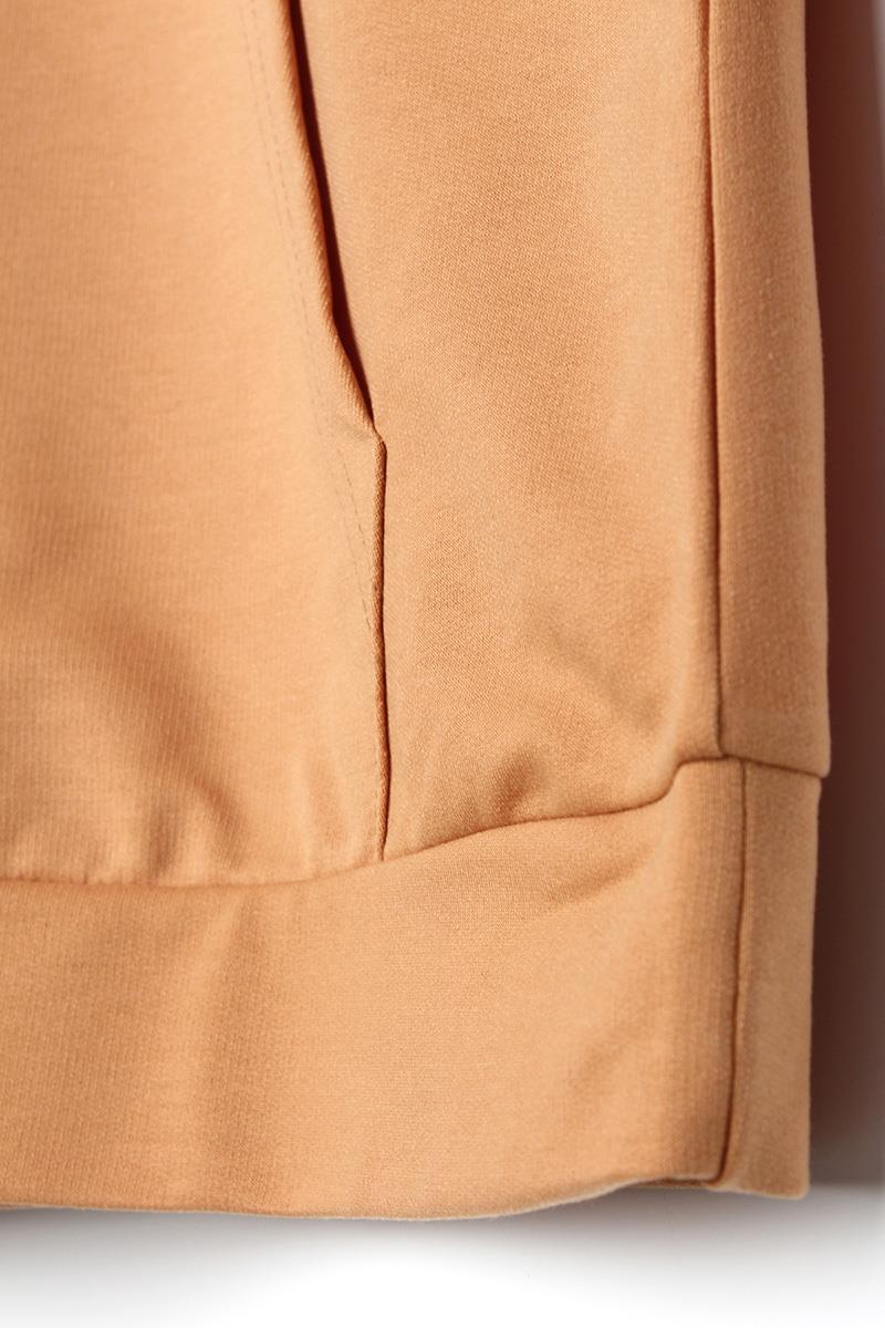 Koyu Bej-Kapüşonlu Sweat Tunik