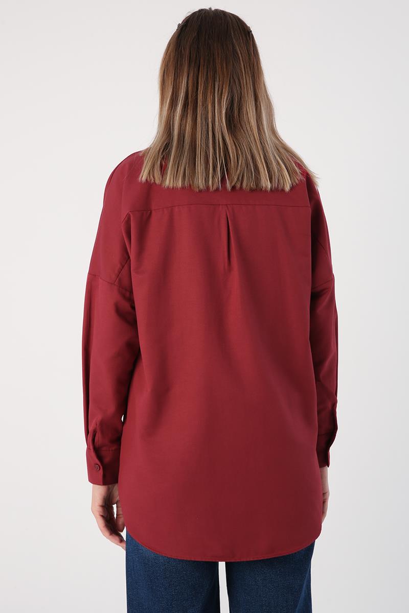 Chemise basique oversize rouge bordeaux foncé