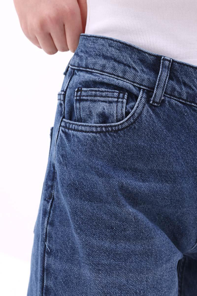 Koyu Mavi-%100 Pamuklu İspanyol Paça Pantolon