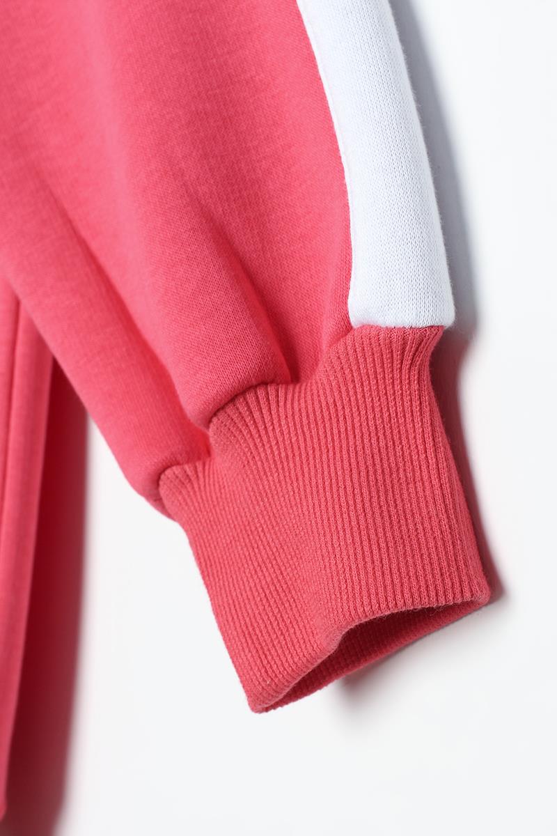 Koyu Pembe-Kontrast Garnili Nakışlı Şardonlu Sweatshirt