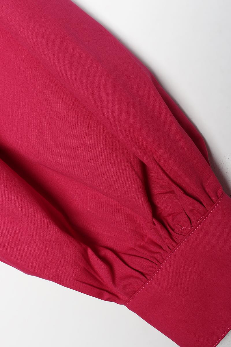 Koyu Pembe-Oversize Büyük Cepli Eteği Oval Kesim Uzun Tunik