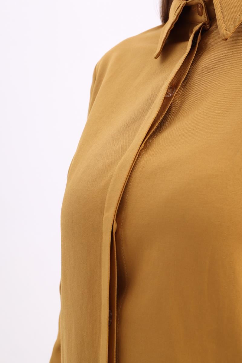 Dark Yellow-Hidden Placket Shirt Tunic